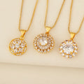 QIKU Wholesale Luxury Gold Plated Round Zircon Necklace Elegant Bridal Rhinestone Chain Necklace for Women
