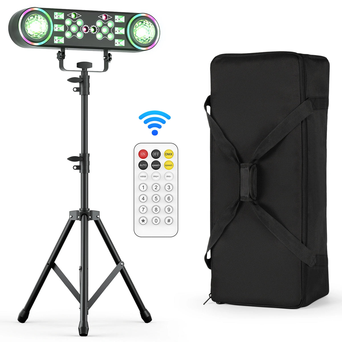 80W 7in1 Bracket Effect Light Remote Control Purple Strobe Effect Light Red and Green Laser Stage Effect Beam Light MegaBDM