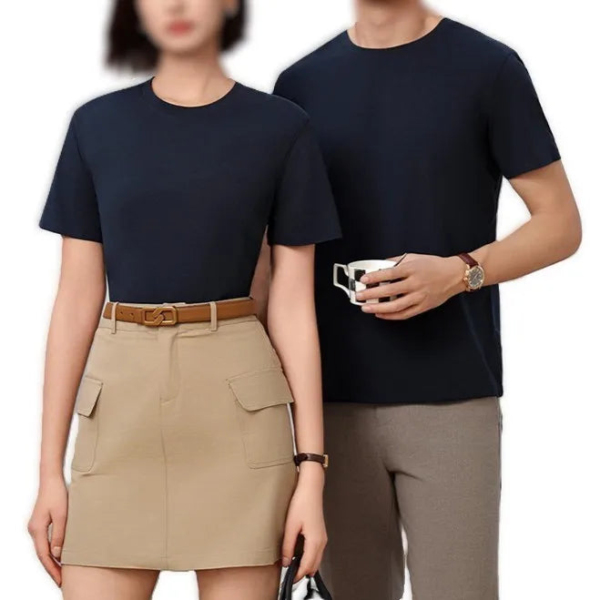 OEM Custom Factory Mens Short Sleeve T Shirt Corporate Work Uniform Crew Neck Blank Cultural Shirt DIY Logo Printing T Shirt