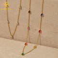 Bohemia Boho Colorful WaterDrop Zircon Tassel Pendant Y-Shaped Necklace for Women Stainless Steel Necklace Jewelry Party Gift
