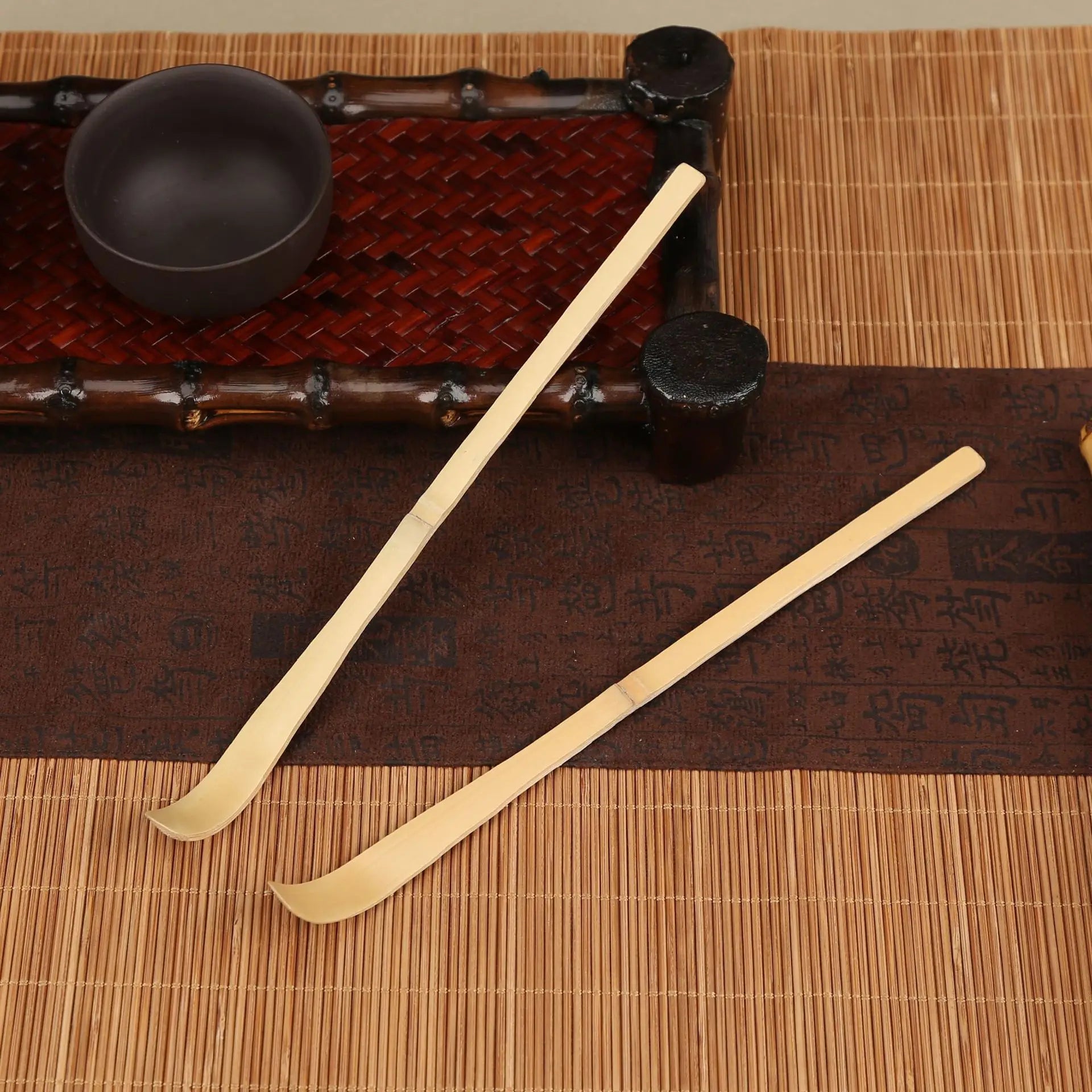 Free IANNA Logo Handmade Eco-friendly Gold Skinny Chasen Spoon High Quality Natural Bamboo Chashaku Matcha Tea Scoop
