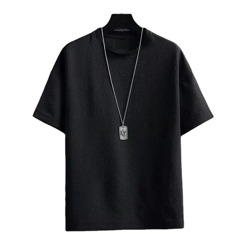 Oem Customized logo Design Plus Size Men's Casual and Versatile Loose Ice Silk Men's Summer Loose Short Sleeved T Shirt