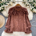 Autumn Full Sleeve Casual Lace Blouses Women Solid Ruffles Shirts Ladies Elegant Tops Clothes Women Wholesale