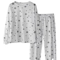 Elegant Women's Vintage-Style Cotton Pyjama High-Rise Ladies Sleepwear Front Logo Print Pattern Breathable Summer Autumn Spring
