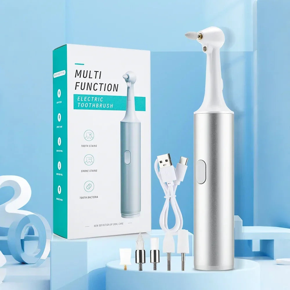 USB Rechargeable Electric Tooth Polisher 5 In 1 Dental Scaler Toothbrush Stubborn Tooth Stains Cleaner with LED Teeth Cleaning