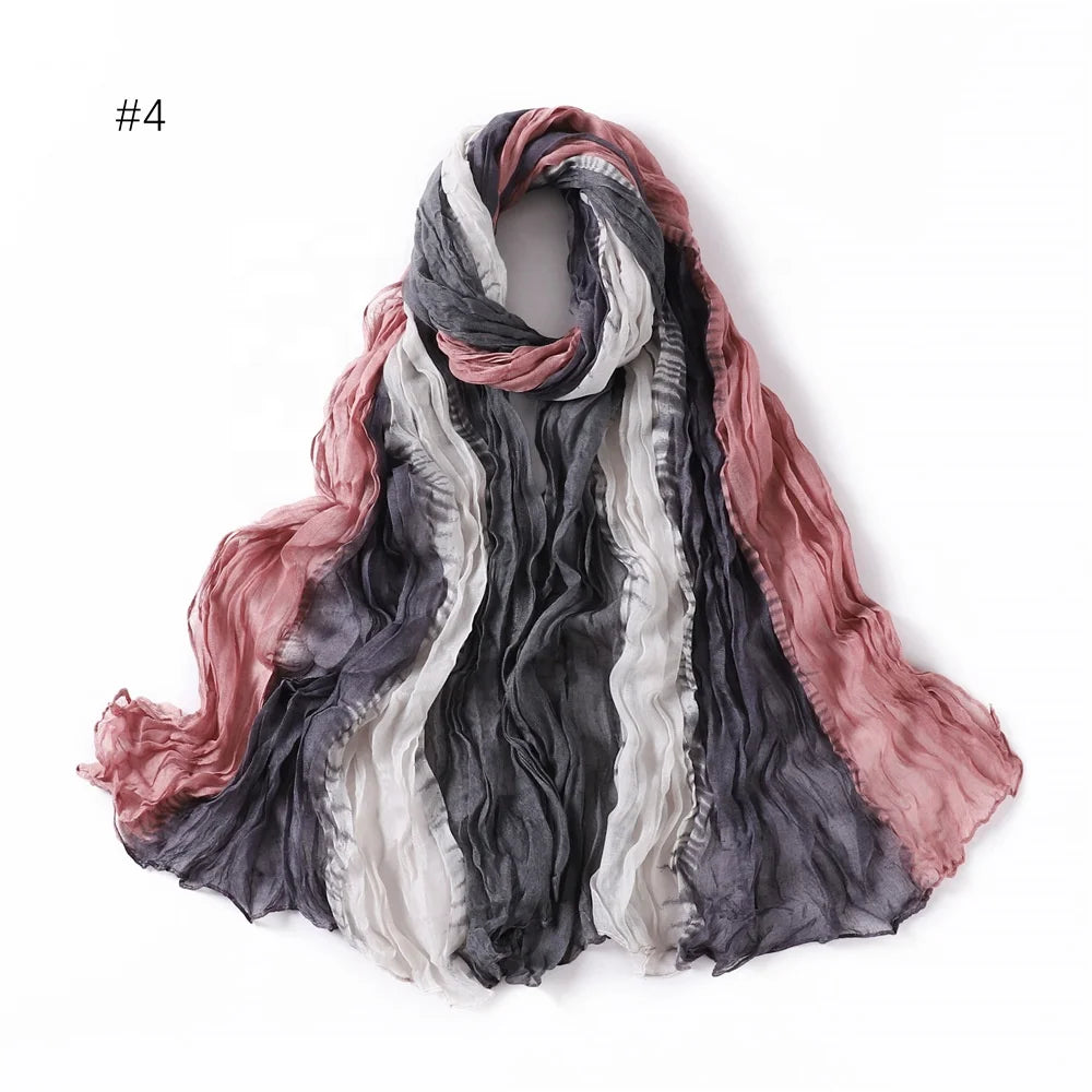 Newest Fashion Malaysia Muslim Elegant Floral Pleated Voile Scarf Long Premium Colorful Hijab Shawl for Women H392