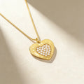 QIKU Heart Shape Letter MAMA Pendant Women Necklace 18K Gold Plated Copper Zircon Link Chain Jewelry Accessories Mother's Day