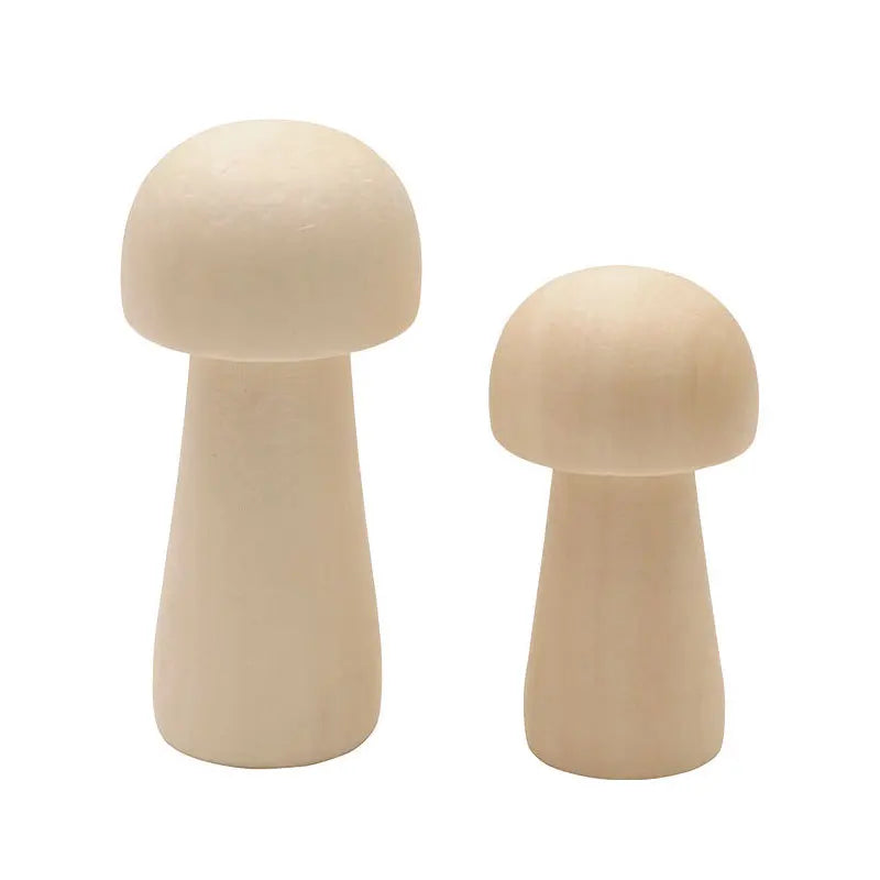 Natural Wood-colored Wooden Mushroom Head Children's Educational Painting Toy DIY Craft Decoration MegaBDM