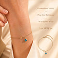 Personalized Initial Trillion Cut Birthstone Bracelet Waterproof Tarnish Free 18K Gold Plated Stainless Steel Custom Jewelry MegaBDM