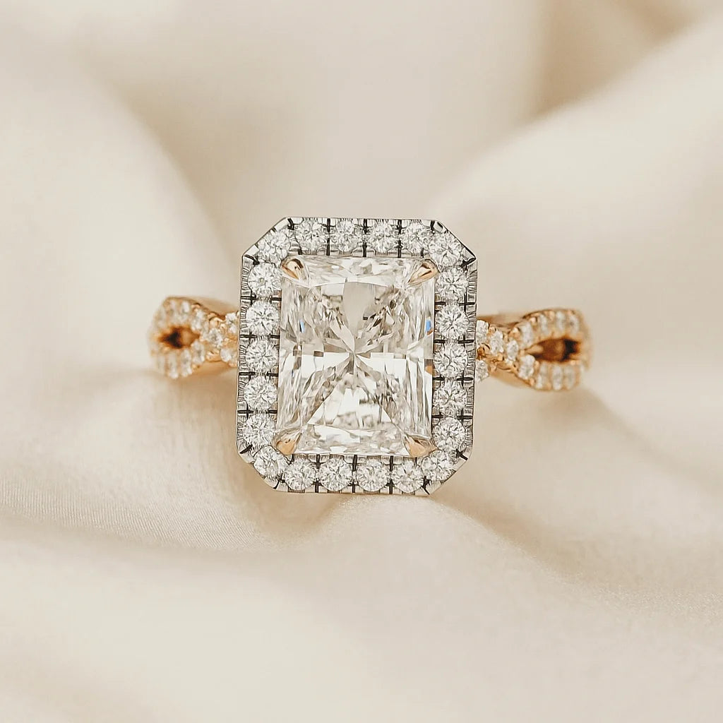 Original 3.00CT Radiant Cut Moissanite Solitaire Wedding Ring 14K Yellow Gold Women IGI Certified Elegant Fine Jewellery Party