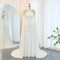 Jancember SZ285 Dubai Soft Satin White Long Party Mermaid Women's Evening Dresses