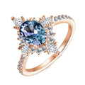 Sterling Silver 18k Gold Plated New Color Change Alexandrite Gemstone Retro Cocktail Ring Destiny Jewellery