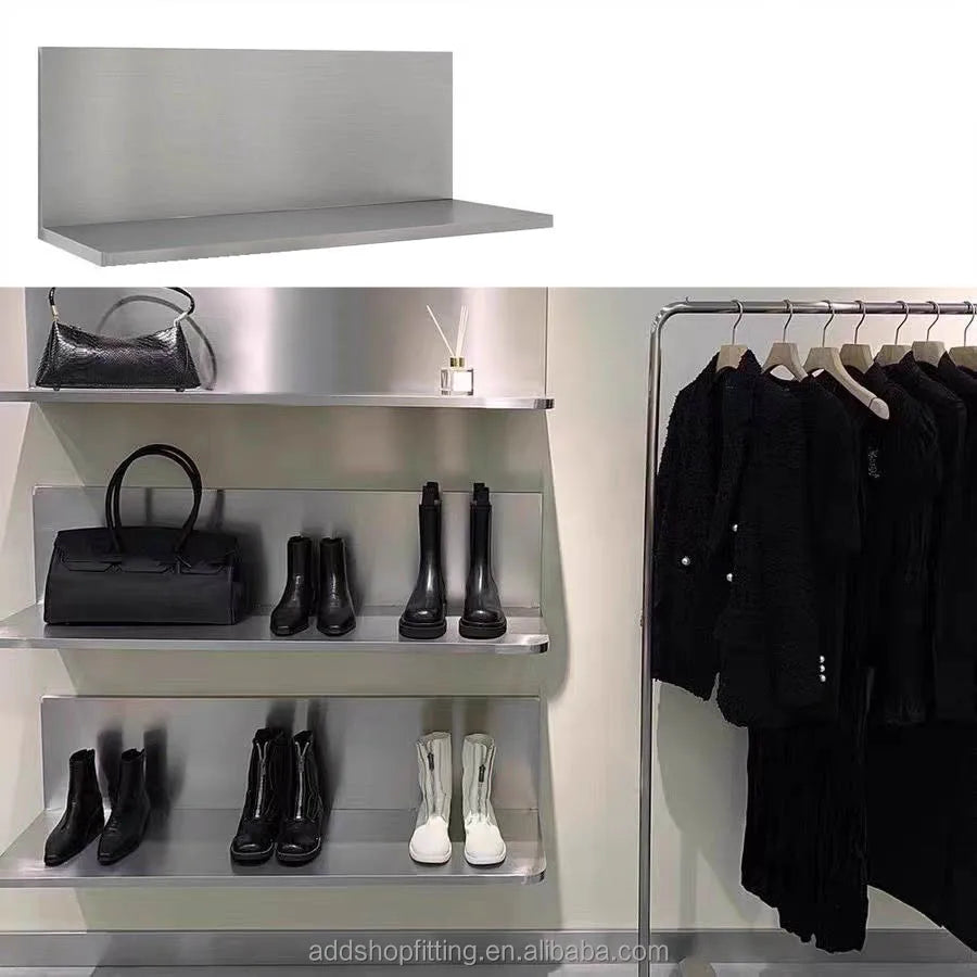 Multifunctional Stainless Steel Wall Mounted Display Shelf for Kitchen Living Room-Jewelry Shoes Bags Accessories Tools Storage