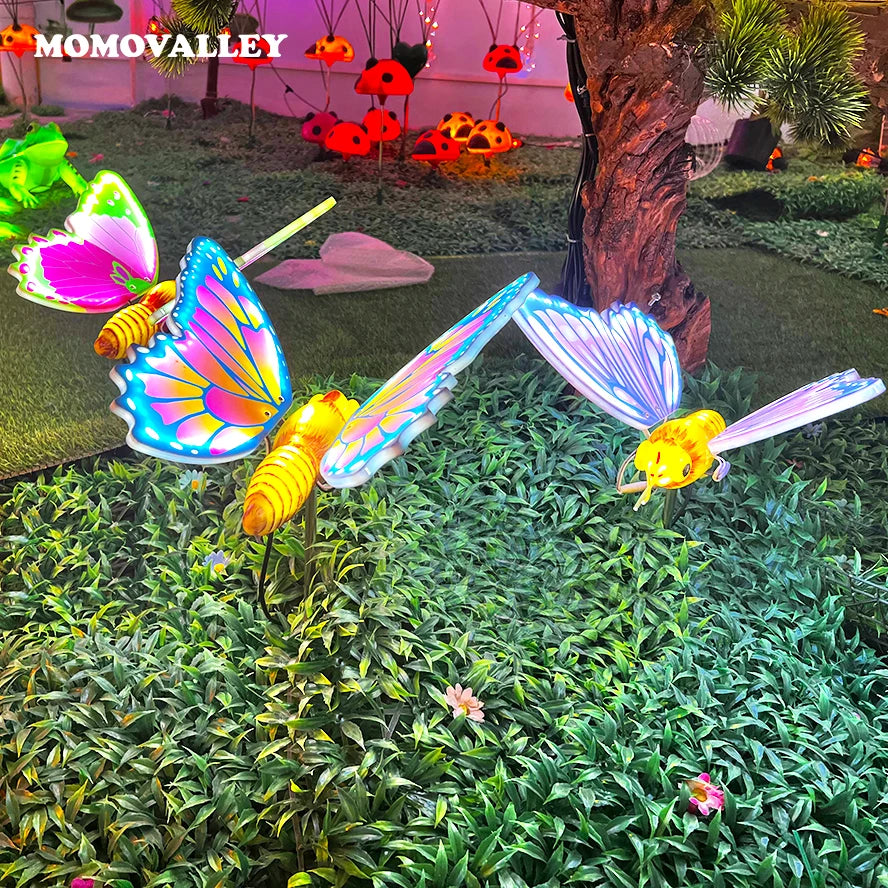 Momovalley Outdoor LED Landscape Decor 3D Blue Butterfly Christmas Holiday Midsummer & Easter Decorations Waterproof Light-Up