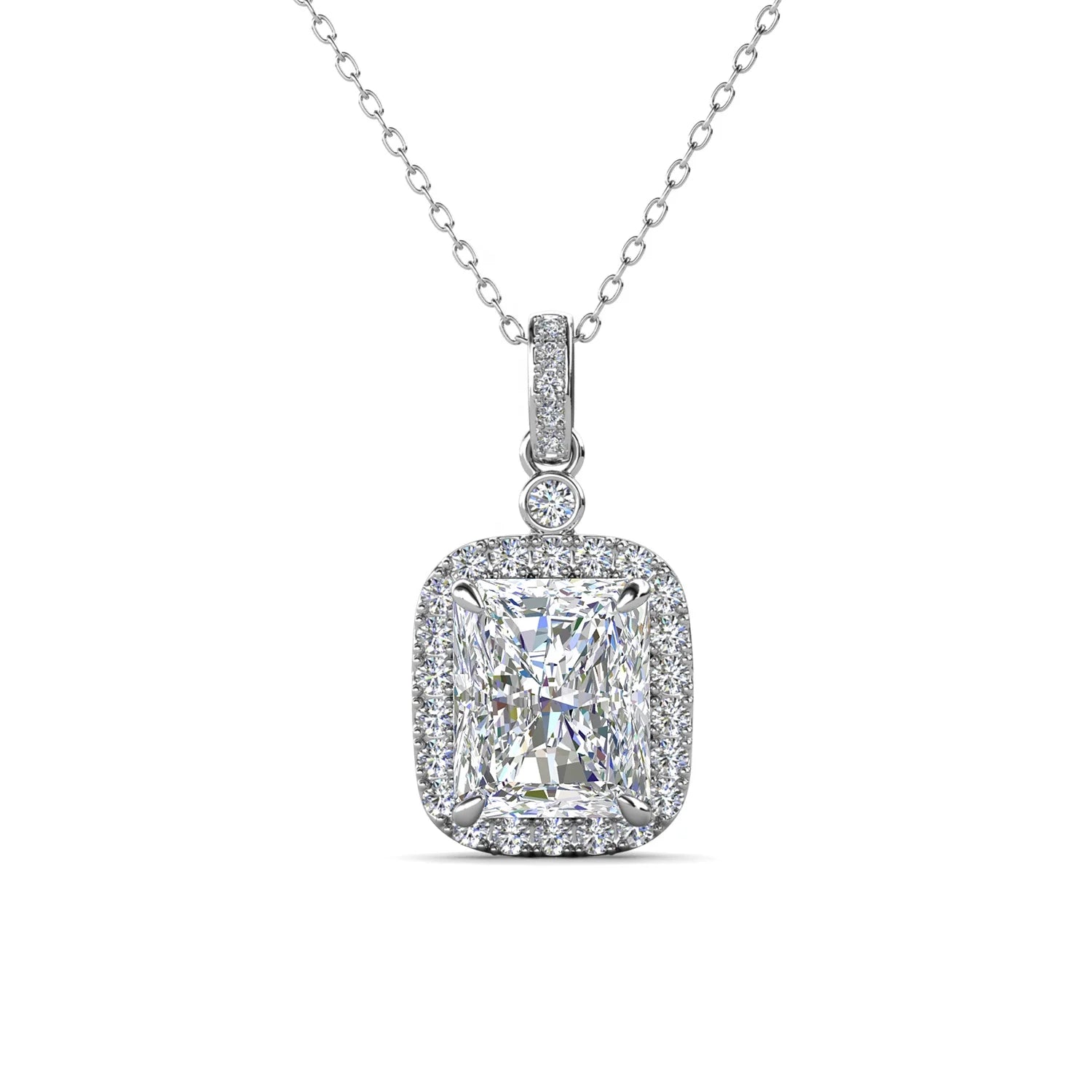 Ice Crushed Cubic Zirconia Women Jewelry 925 Silver Luxury Halo Pendant Necklace Accessoires De Bijoux Destiny Jewellery