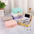PU Leather Simple Style Travel Jewelry Organizer Storage Box Stylish Gift Box for Rings Necklaces Earrings for Gifting