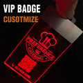 VIP Badge Custom Premium Rechargeable LED Light Reusable Acrylic Transparent 60x120mm 3mm Thick Certified Souvenir Logo Event MegaBDM
