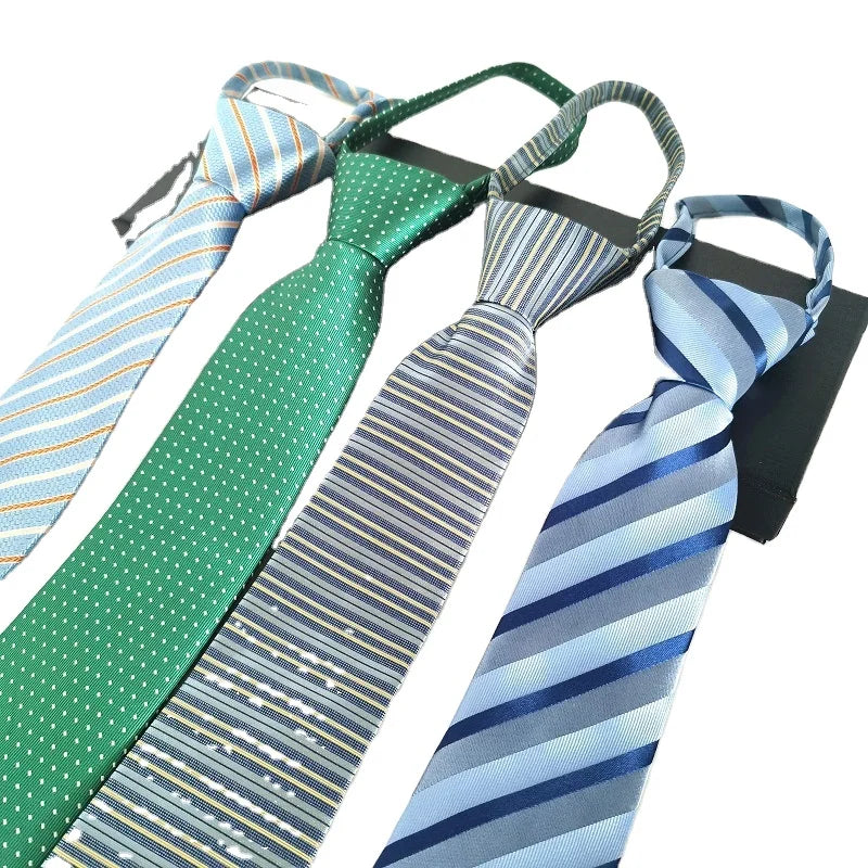Custom Zipper Tie Dress for Men Women Students Solid & Striped Polyester Suit Business Casual-for Gifts