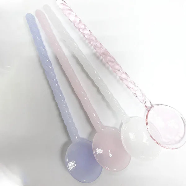 Customize Set Custom Colorful Eco-Friendly Borosilicate Glass Stirring Stick Spoon Cocktail Spoons for Party