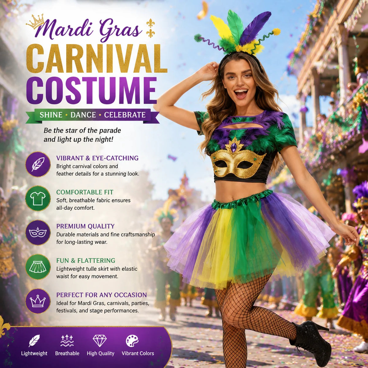 2 Piece Set Stage Performance Costume Festival Parade Wear Wholesale Women Carnival Costume Sequin Feather Dance Outfit MegaBDM