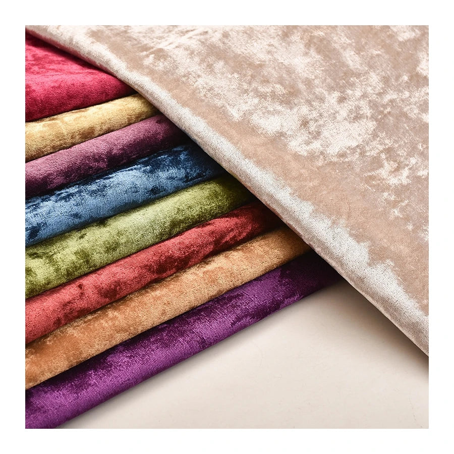 2025 Many Colors Weft Knitted Spandex Ice Velvet Fabric Rolls White Crushed Velvet Fabric
