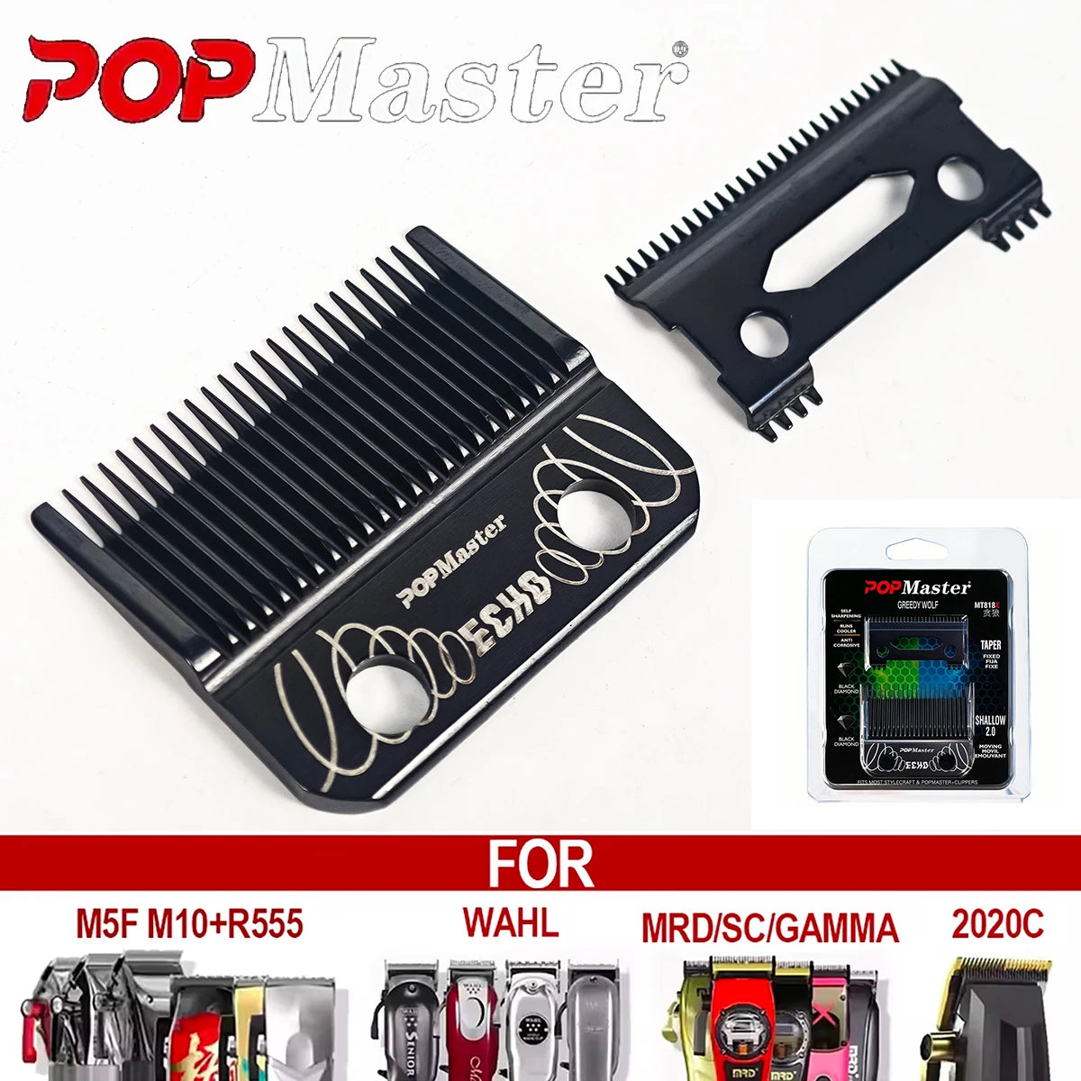 GREEDY WOLF FARER M5F M10F WHAL MRD SC 2020C Replacement Professional Hair Clipper Blade Accessories BLACK DIAMOND CARBON DLC