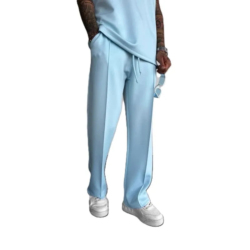 OEM Winter Men's Mid Waist Straight Leg Loose Fit Sporty Casual Pants 100% Polyester Anti-Wrinkle Quick Dry Trouser