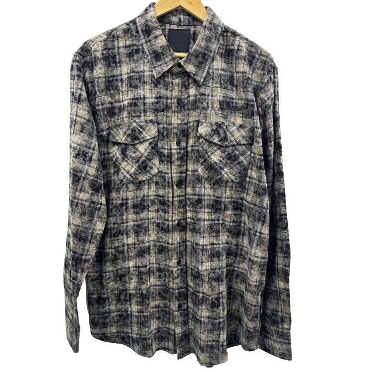 Wholesale Men's Long Sleeve Plaid Flannel Shirts With Double Chest Pockets Autumn 100% Cotton Men Flannel Shirts