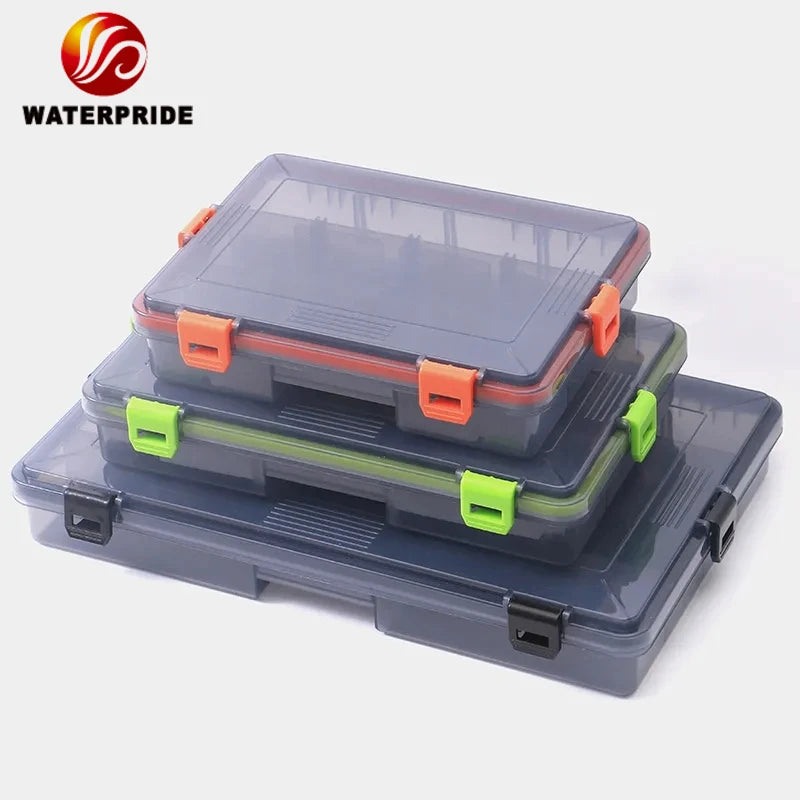 Gray Waterproof Airtight Fishing Tackle Box Organizer PC Adjustable Dividers for Storage Fish Lure for River Stream Outdoor Use