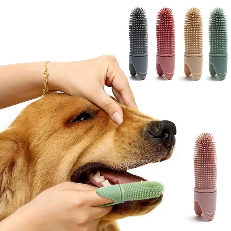 Hot Sell Dog Toothbrush 360° Cleaning Pet Silicone Toothbrush Dog Finger Toothbrush for Dogs and Cats Dental Care MegaBDM