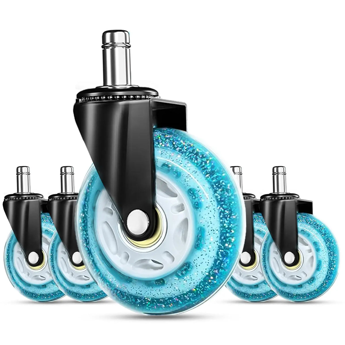 Modern Design 75mm PU Swivel Furniture Caster with Silent Roller Bearing 50kg Load Capacity for Office School Dining Use SkyBlue MegaBDM