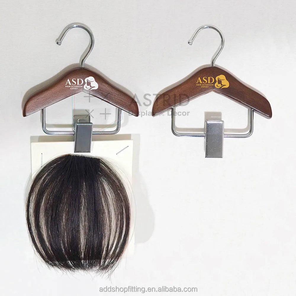 10 cm Single Tier Custom Logo Mini Wooden Hair Extension Hanger for Wardrobe Display