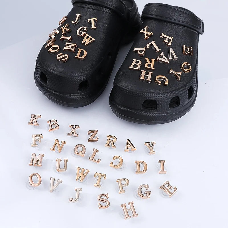 26 Letters Alphabet Rhinestone Shoe Accessories for Women Sandal Decoration Charms Buckle