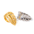J&D Jewelry Leaf Feather Smooth Surface Ring 18K Gold Plated Stainless Steel Ring Opening Glossy Ring for Women