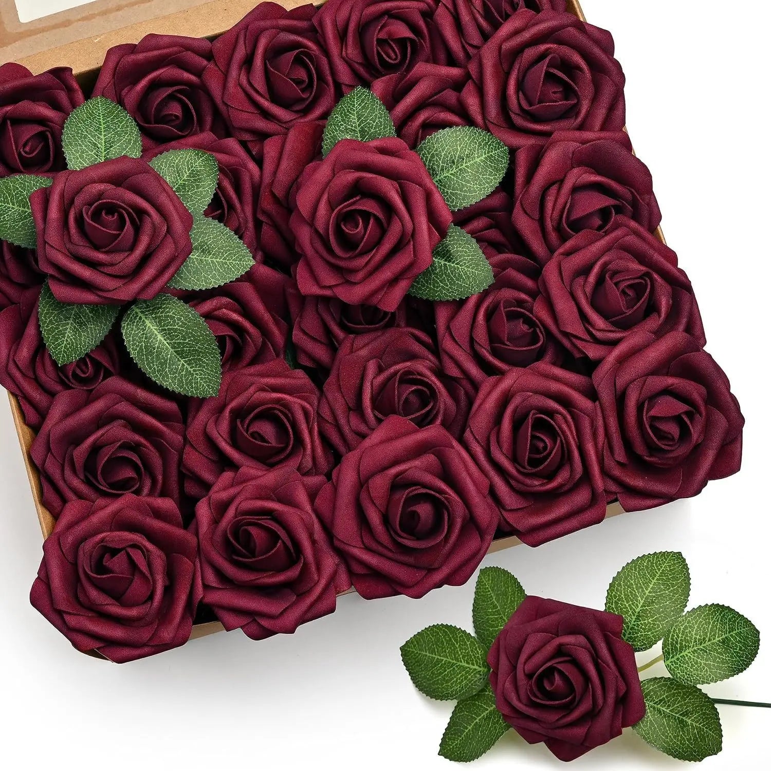 2026 New Artificial Flowers 25pcs Real PE Foam Ivory Roses Flower for Party With Stems for Mothers Valentines Day