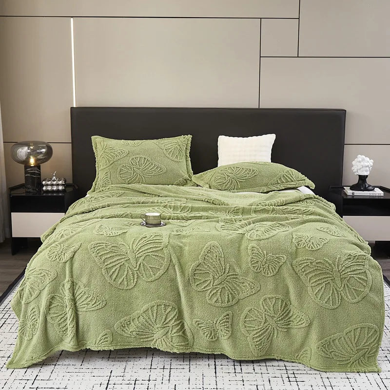 Wholesale Fleece Throw Blanket Printed Jacquard Autumn Decorative Bed Blankets Sofa Throw Flannel Butterfly Blanket