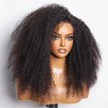180% Density Brazilian Afro Kinky Curly Wig Short Bob with Pre-Plucked Bleached Knots Fringe Long Length Human Hair Wigs