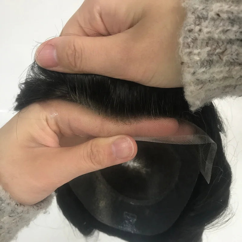 Top 100% Human Hair P2-3-8 Mono Lace Base Front Lace Natural Hairline Piece Male Replacement Men Toupee MegaBDM