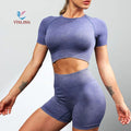 New 2025 Customized Best Quality 2 Piece Yoga Summer Set Waist Pants Set Fitness Yoga Wear for Women