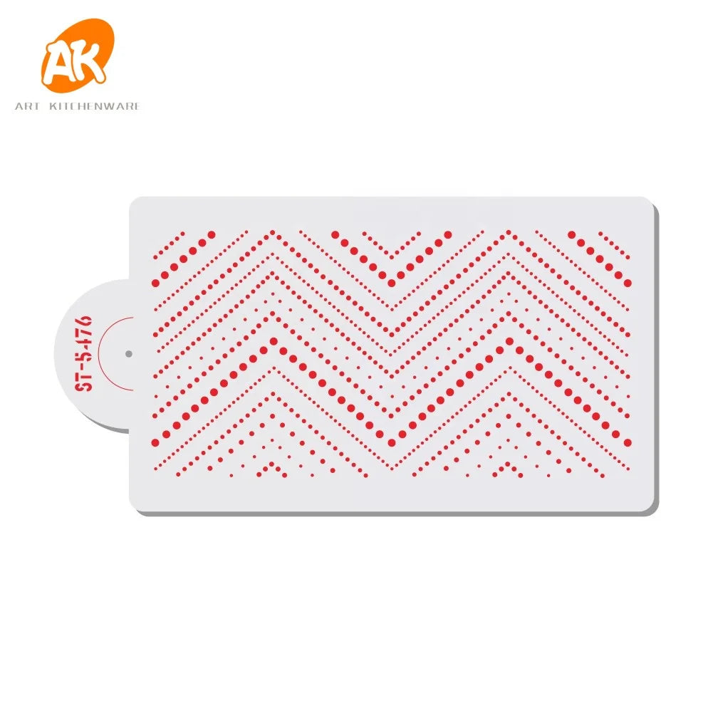 AK Zigzag Line Design Custom Cake Decorating Stencils Mold Reusable PET DIY Painting Drawing Stencil ST-5476