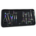 Professional Piercing Studio Tools Supplies Body Piercing Tool Set Rainbow Titanium Coated Stainless Steel Piercing Instruments