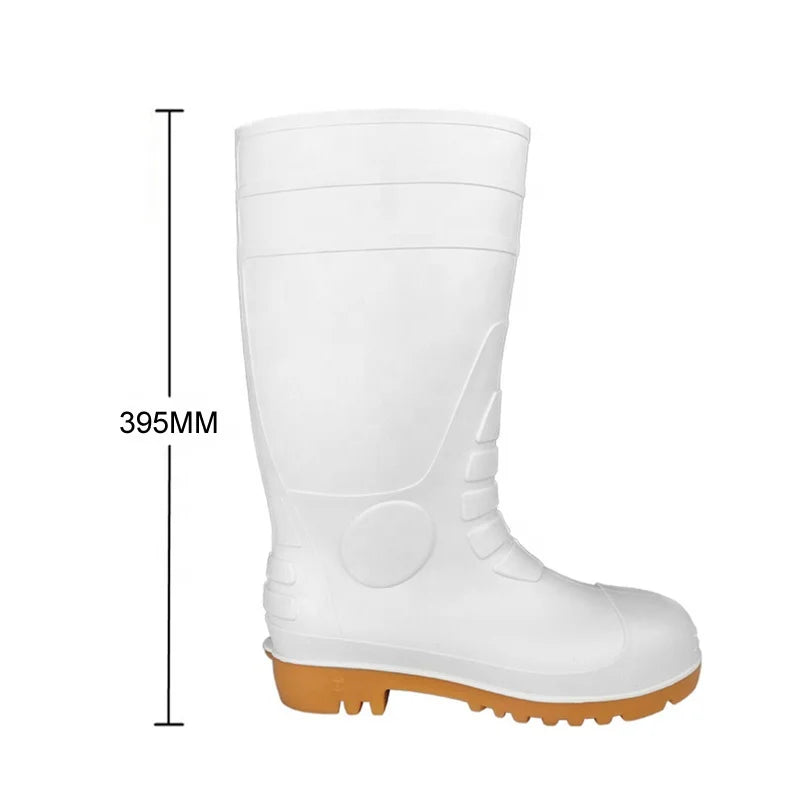 Steel Toe&Midsole Rubber Shoes Food Industry Chemical Resistant Shank PVC Wellington Safety Work Rain Boots