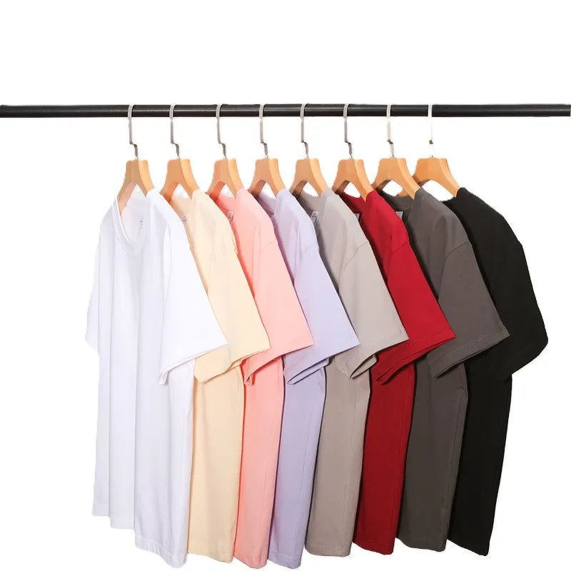 Bangladesh China Factory Price 230g Heavyweight Cotton Unisex Loose Fit Crew Neck Solid Color Short Sleeve Couple Base T Shirt
