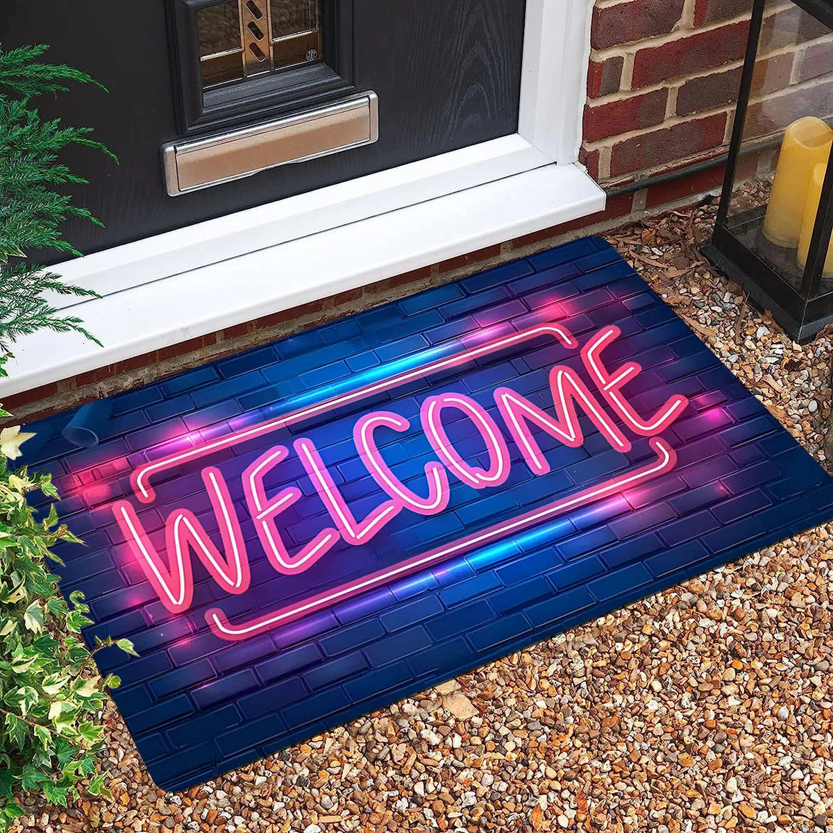 American Retro Kitchen and Entryway Floor Mat Novelty Pattern Easy-to-Care Washable for Home Entrance and Living Room Rugs