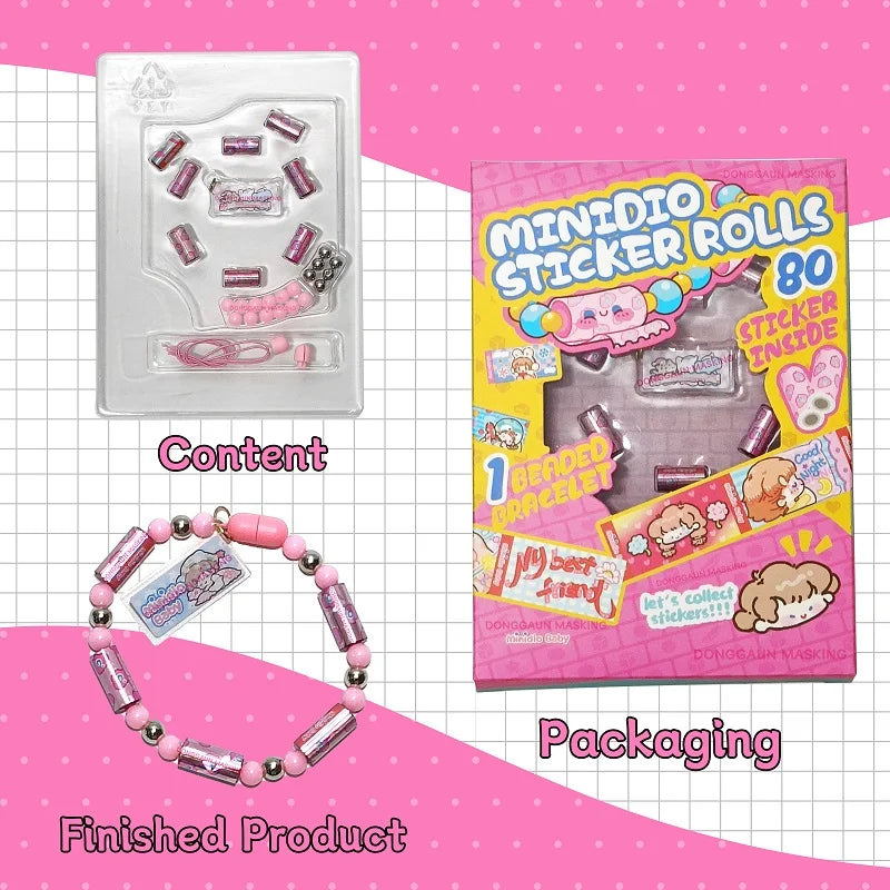 Low Moq Cartoon Girl Sticker Rolls Band Single Pack Cute Wristbands With Stickers