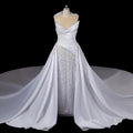 Jancember LSDZ95 Luxury Sleeveless Sequins Beaded Women's Mermaid Wedding Dresses With Long Tail