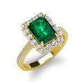 925 Sterling Silver Lab Created Vivid Green Emerald Vintage Engagement Halo Gold Ring for Women 2022 Destiny Jewellery