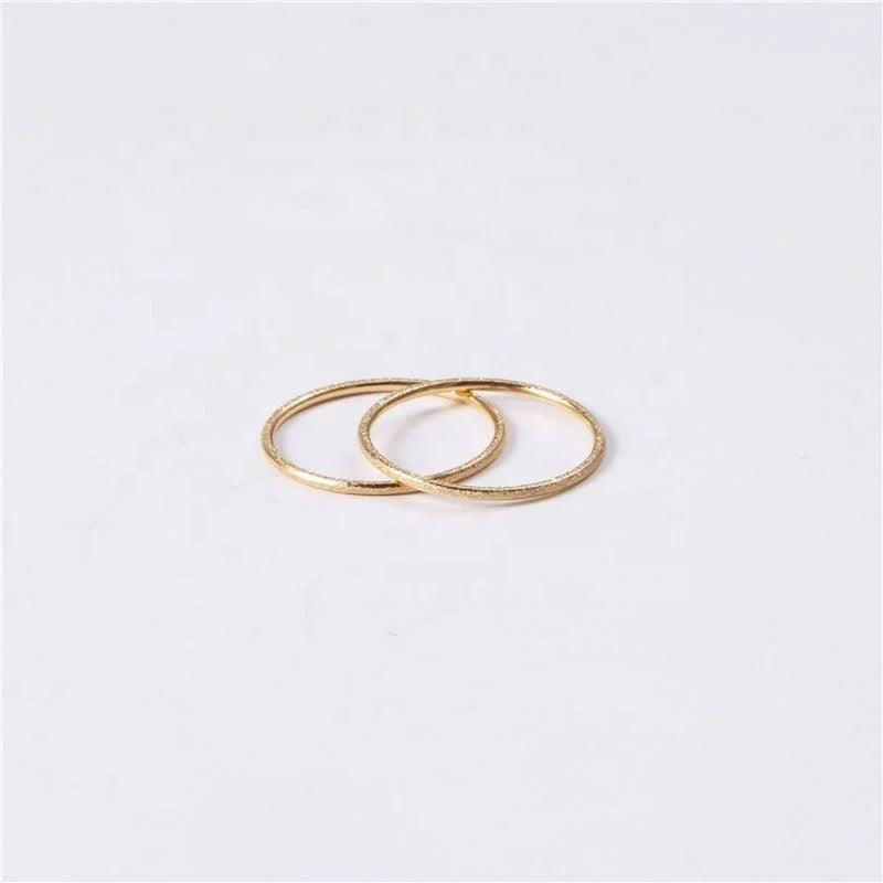 Women 18k Plain Gold Matt Surface Dainty Rings Stainless Steel Trendy Simple Gold Plated Jewelry