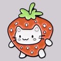 Strawberry-Themed Cat Enamel Pin Cute Brooch Pines Lapel Pins Badge on Backpack Clothing Accessories Animal Jewelry Friends Gift MegaBDM