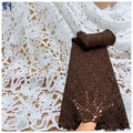 YX1548 Milk Silk Thread Floral Embroidery Lace Fabric 3D Openwork Polyester Material for Dresses and Garments MegaBDM